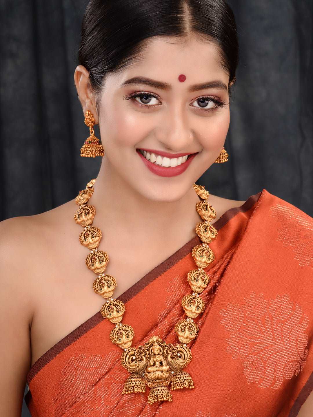 Gold Plated Exquisite Lakshmi Design Haram Temple Jewellery Set Jhumki Earrings, zaveri pearls, sale price rs, sale price, sale gold plated, sale gold, sale, rubans, ring, regular price, priy